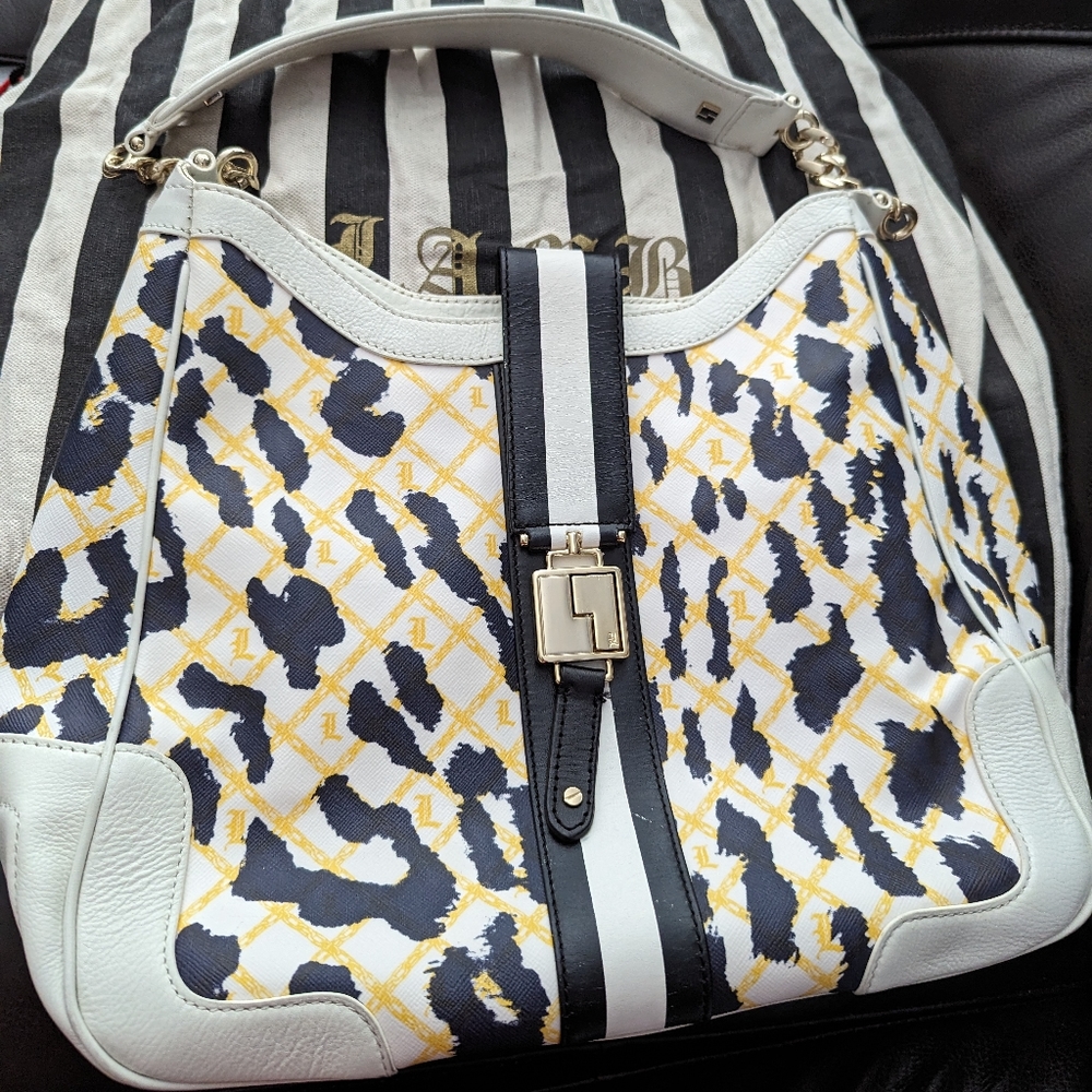 L.A.M.B snow leopard leather handbag